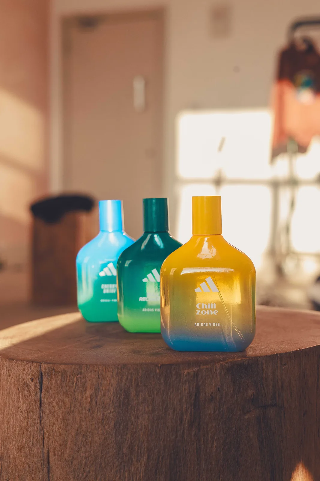 The three Adidas Vibes fragrances, including Chill Zone