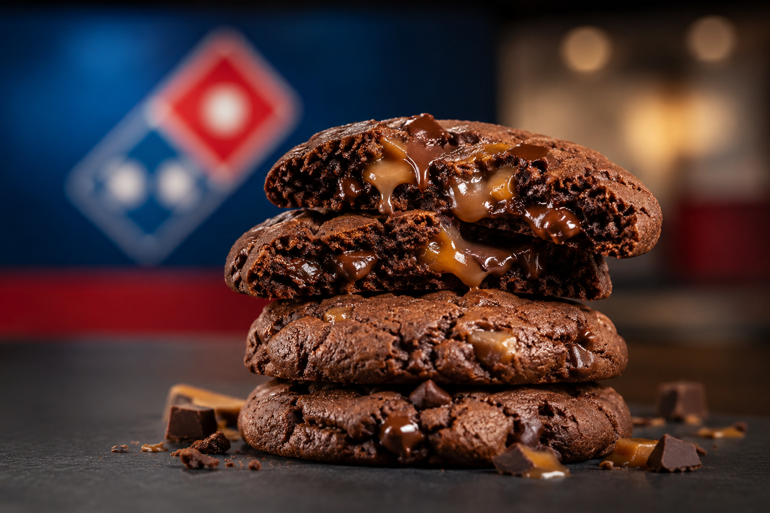 Domino’s Double Choc & Caramel cookies