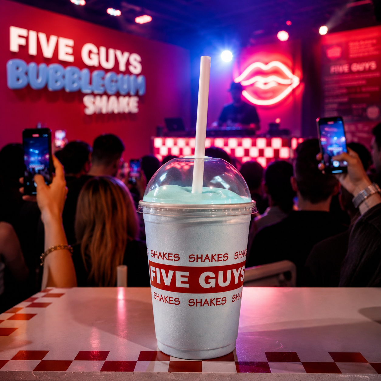 Five Guys Bubblegum Shake at the London creator event